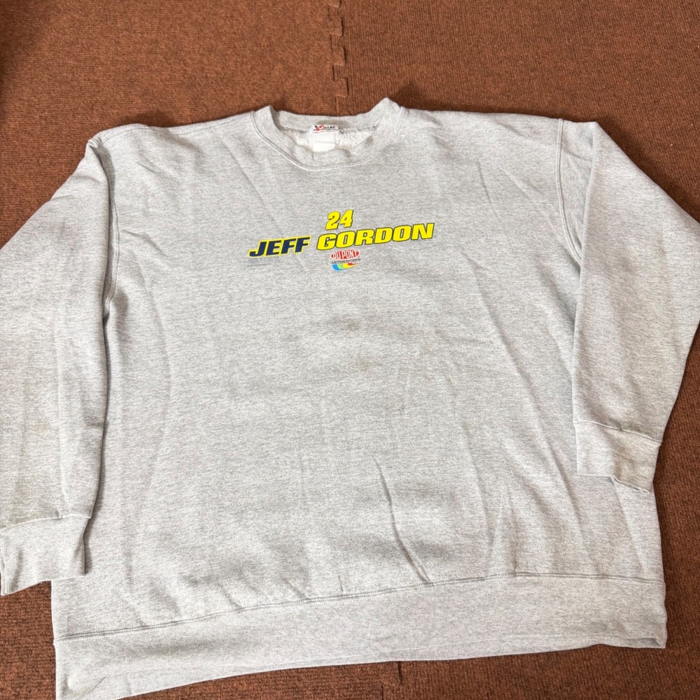 Chase Authentics Jeff Gordon 24 DuPont NASCAR Sweatshirt Heather‎ Gray Mens XXL